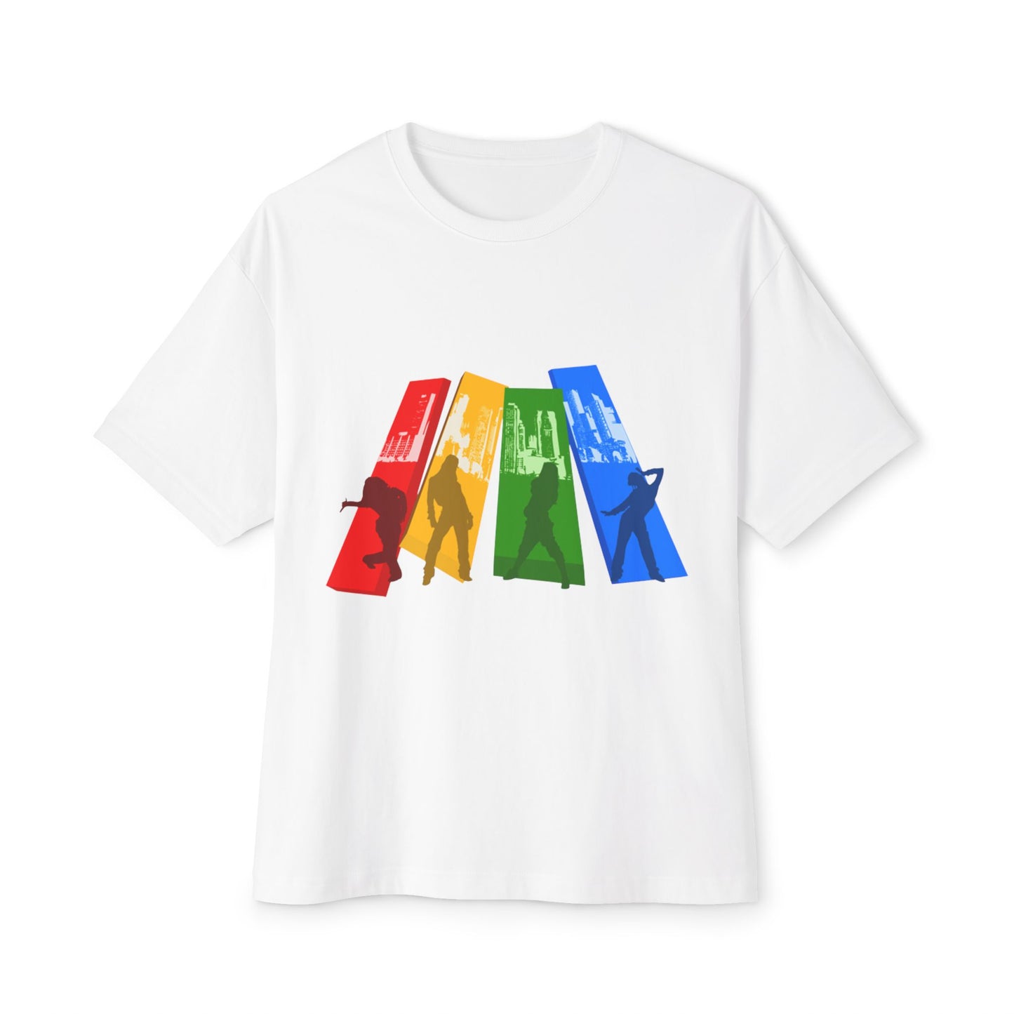 Colorful Silhouette Unisex Oversized Boxy Tee - Casual Streetwear for Everyday Style
