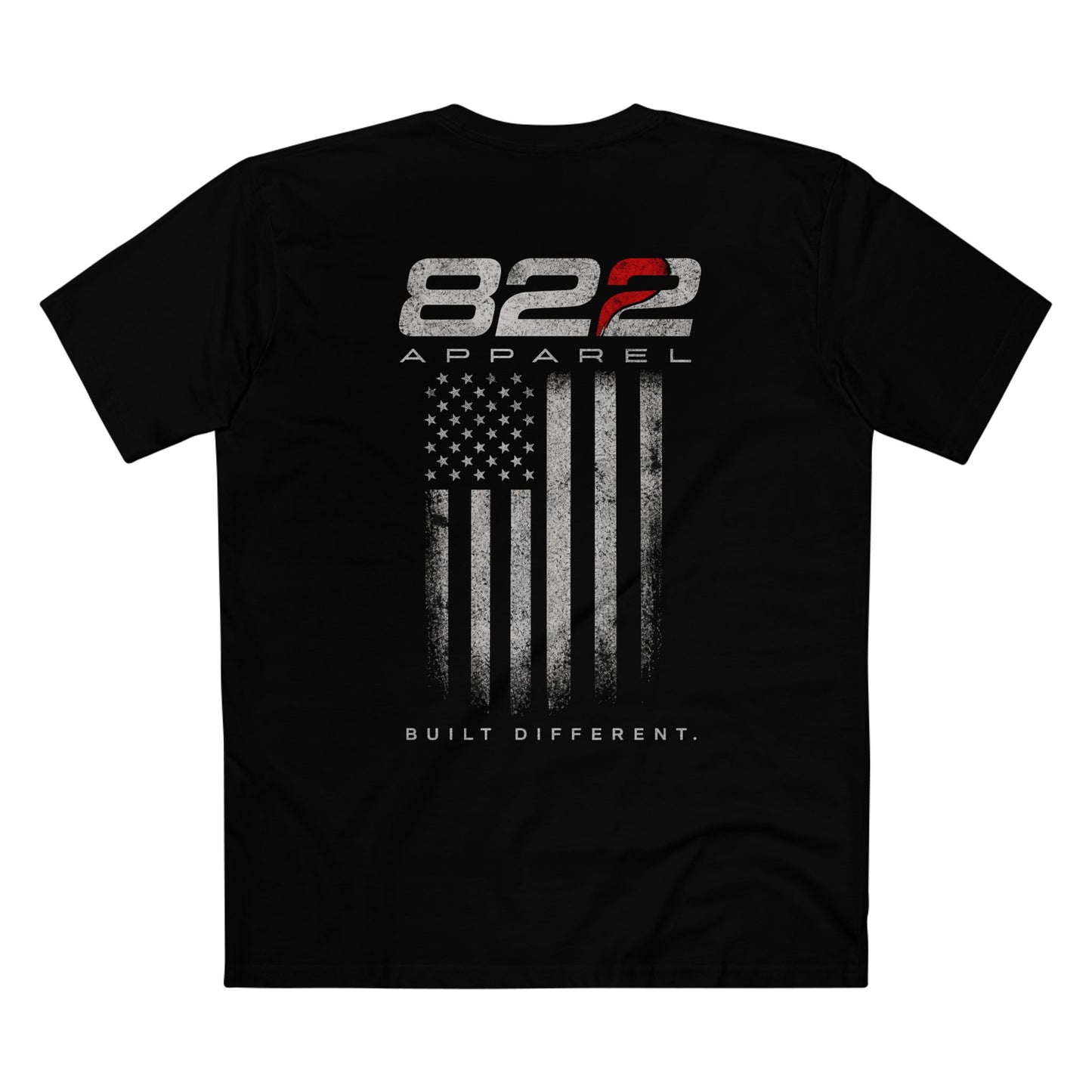 822 Apparel 'Built Different' Flag Tee — American Flag Graphic T-Shirt