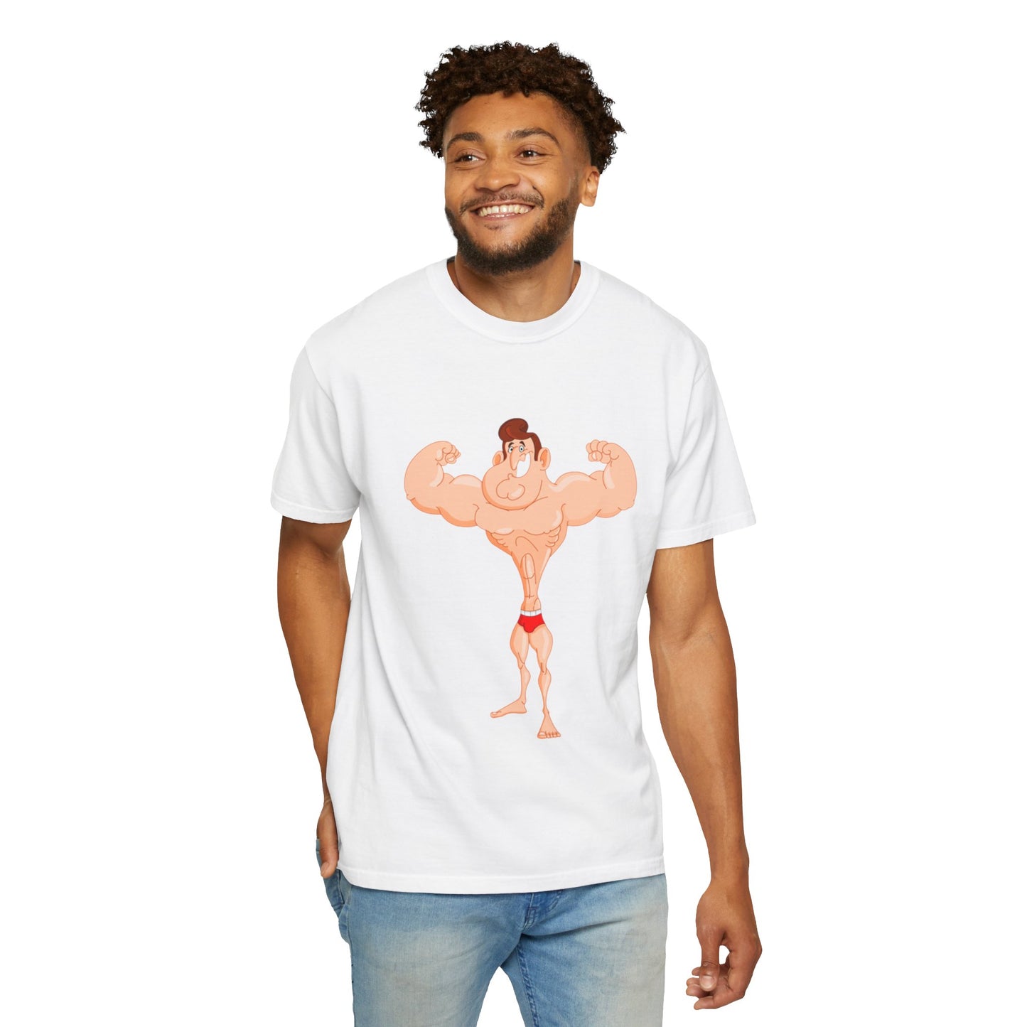 Fun Cartoon Muscle Man T-Shirt - Unisex Garment-Dyed Tee