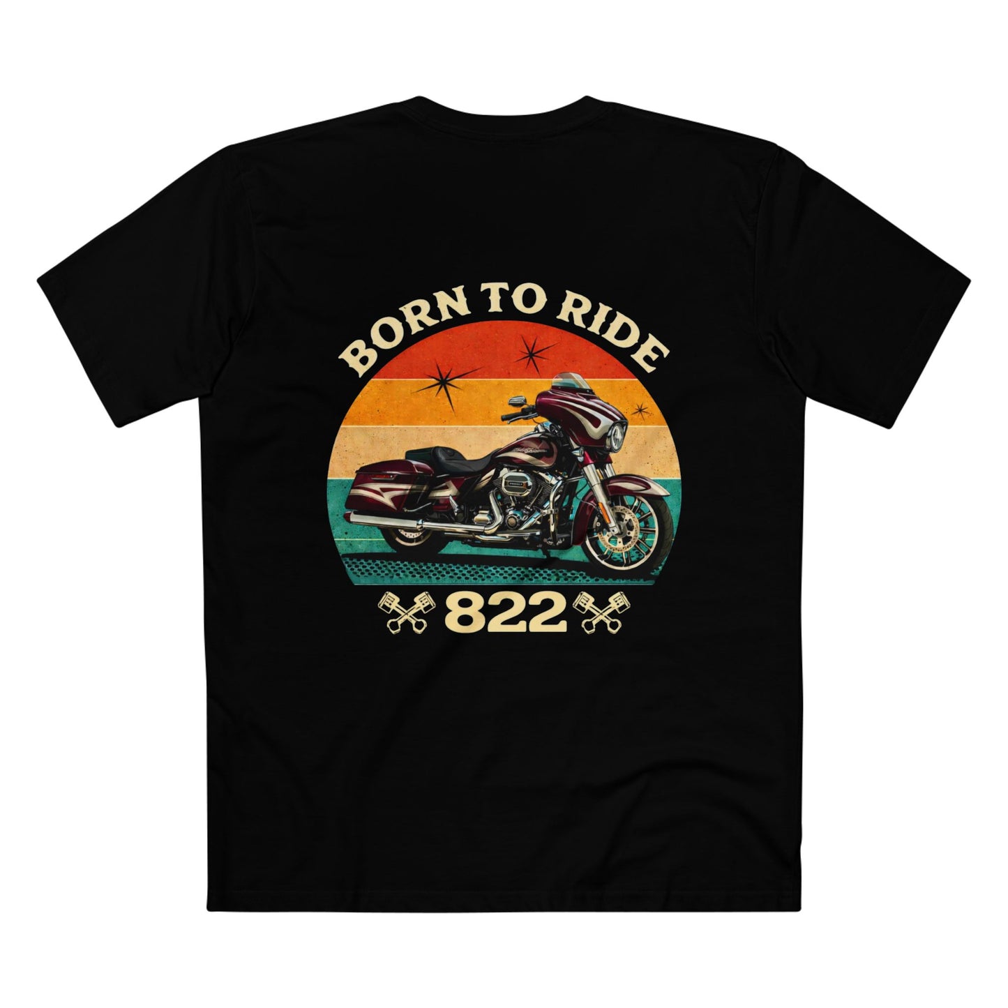 Born to Ride Motorcycle Tee — Vintage Sunset Biker Shirt (822)