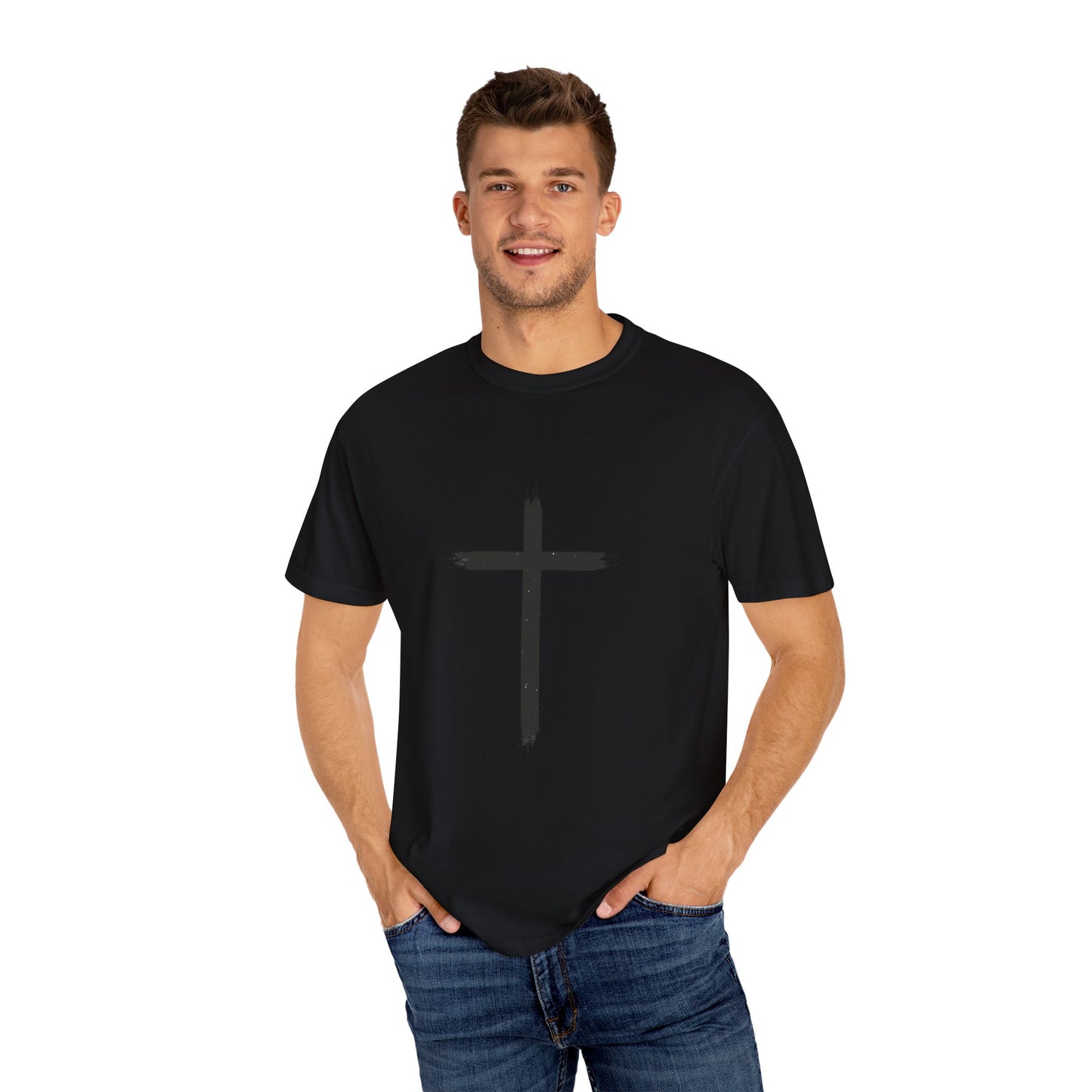 Christian Faith Unisex Garment-Dyed T-Shirt - Cross & Hands Design