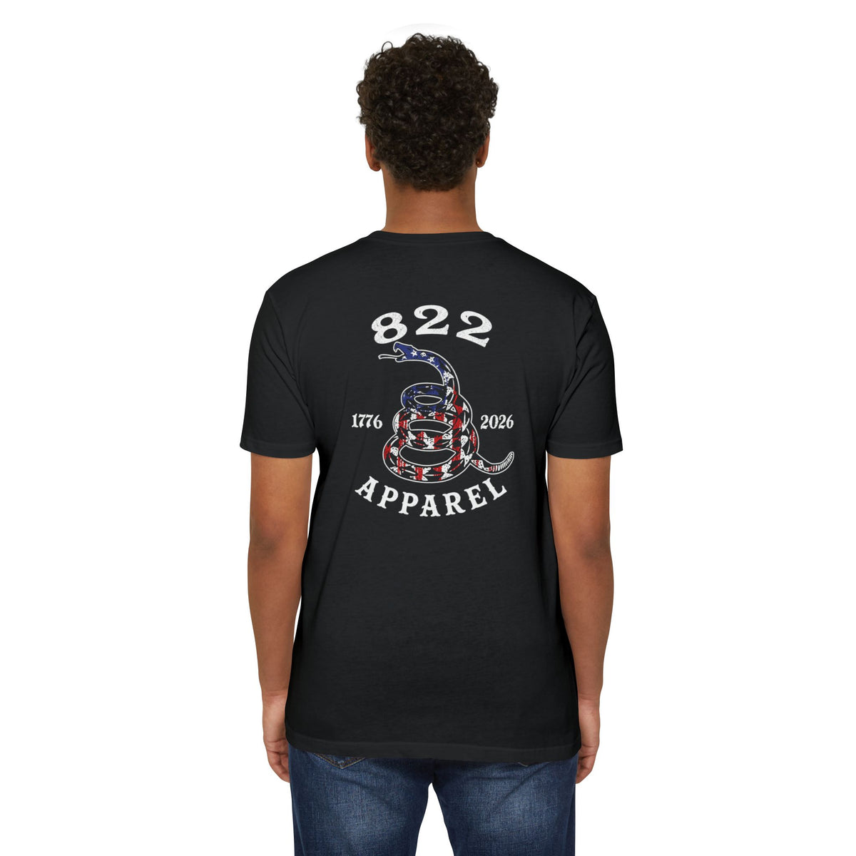 822 Apparel Gadsden Flag Snake T-Shirt — Patriotic 1776–2026 Graphic Tee