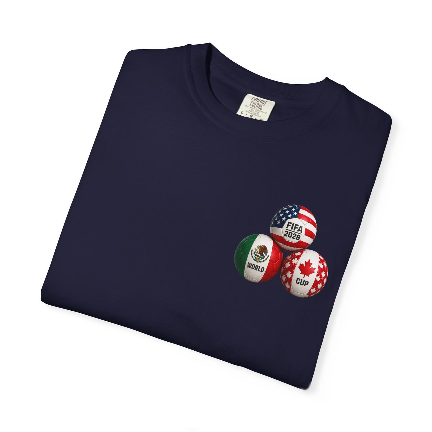 World Cup 2026 T-Shirt – FIFA Trophy with Mexico & Canada Flags