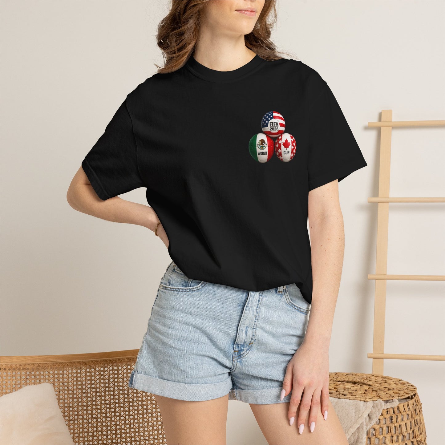 World Cup 2026 T-Shirt – FIFA Trophy with Mexico & Canada Flags