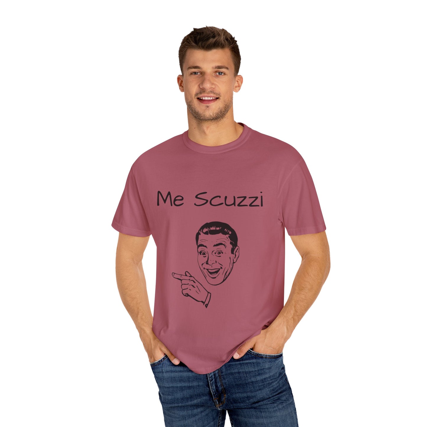 Humorous Unisex Garment-Dyed T-Shirt - 'Me Scuzzi' Design
