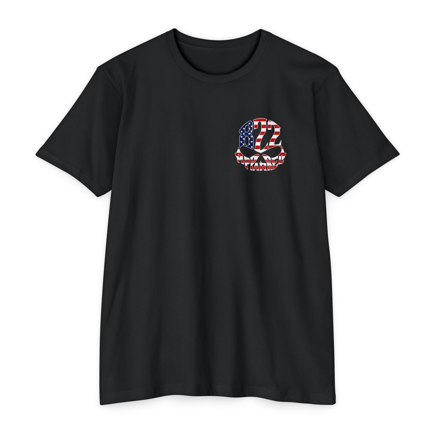 822 Patriotic Skull T-Shirt — American Flag Helmet Design
