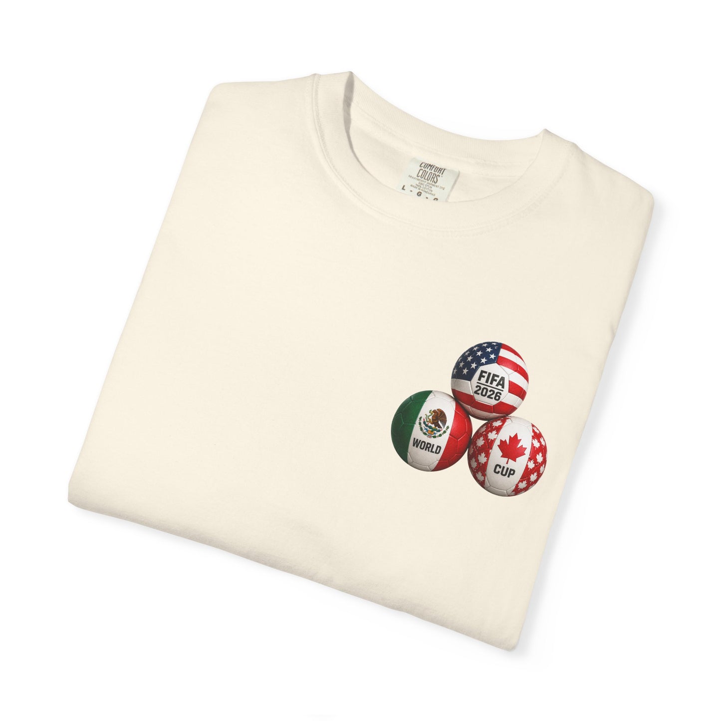 World Cup 2026 T-Shirt – FIFA Trophy with Mexico & Canada Flags