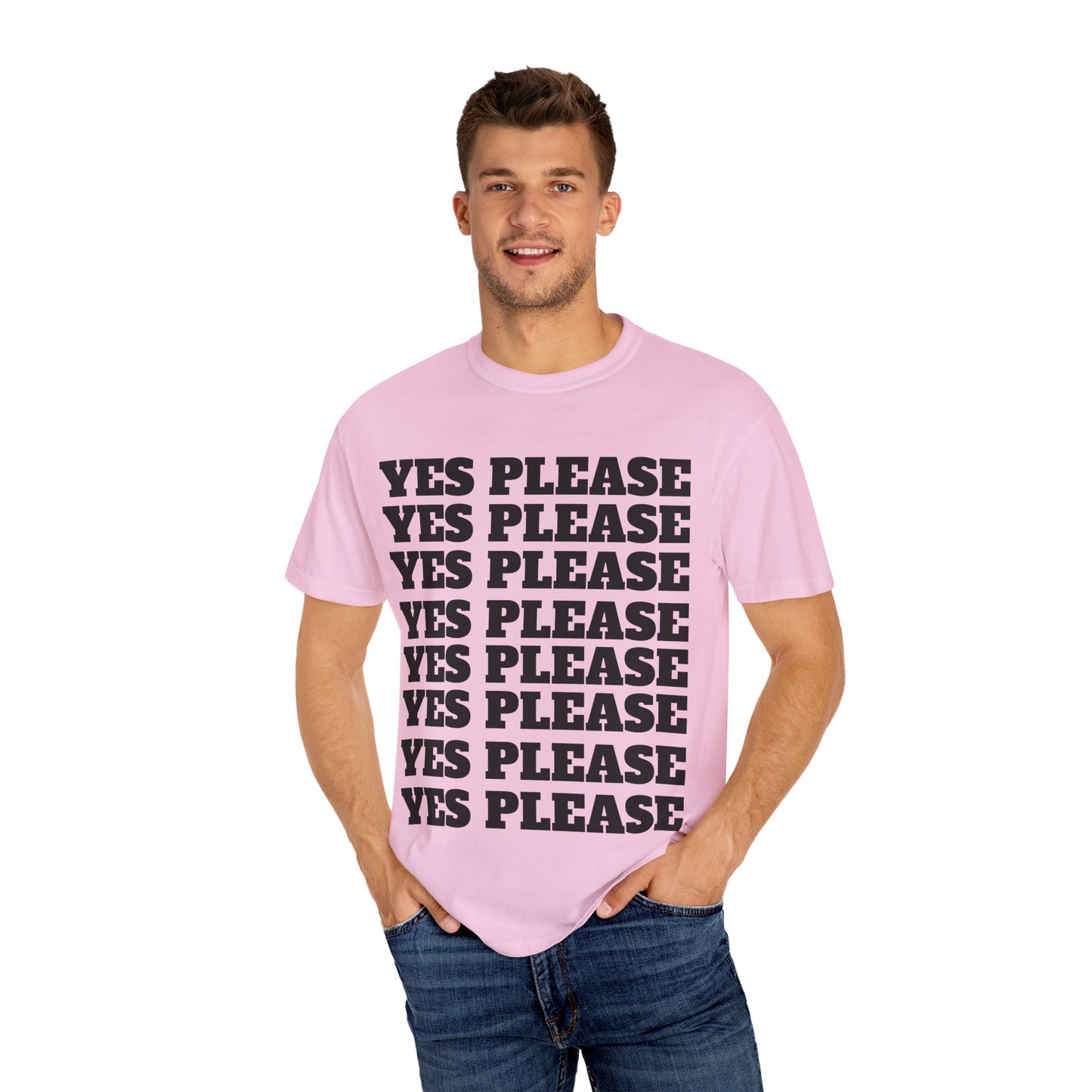 Funny Yes Please T-Shirt with Winking Emoji - Unisex Garment-Dyed Tee for Casual Wear