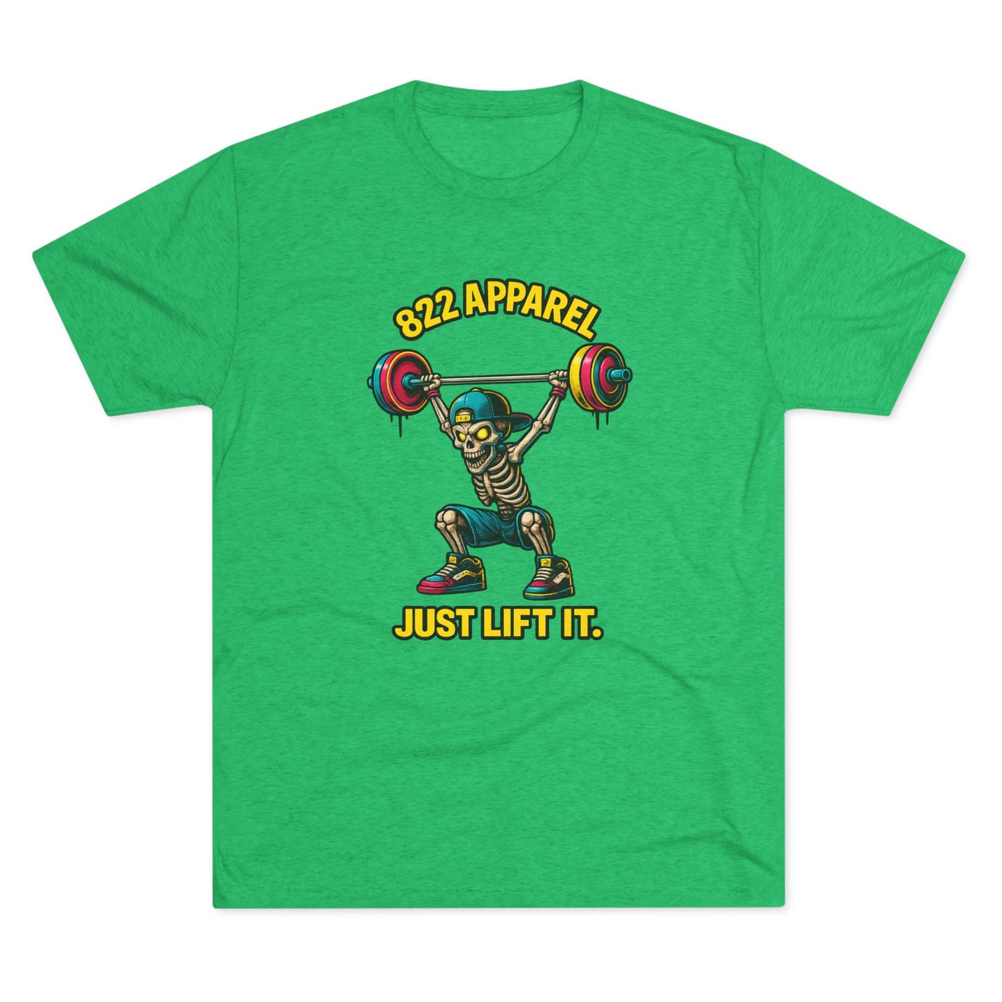 Weightlifting Skeleton T-Shirt — "822 Apparel" Just Lift It Gym Tee