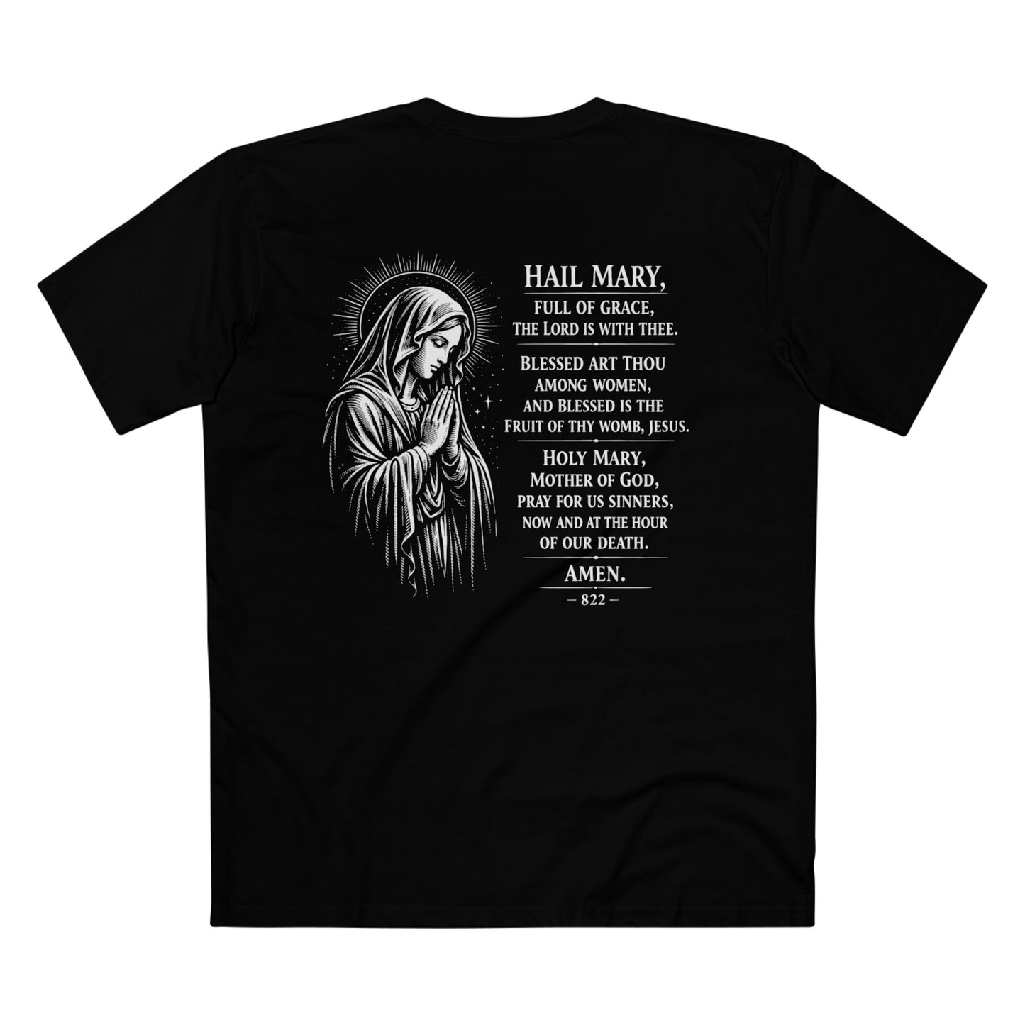 Hail Mary Tee — Hebrew YHWH Front, Hail Mary Prayer Back Religious T‑Shirt