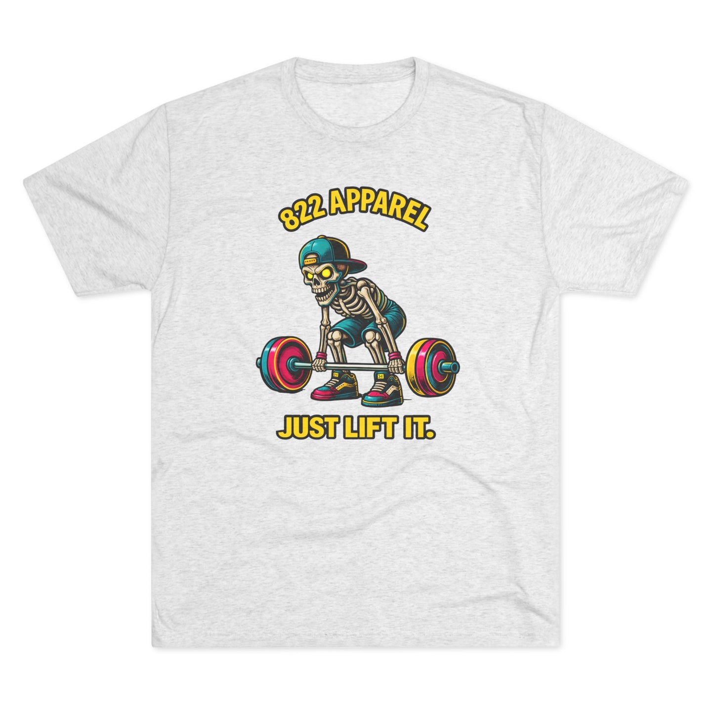 Weightlifting Skeleton Tee — "822 Apparel" Just Lift It Gym Shirt