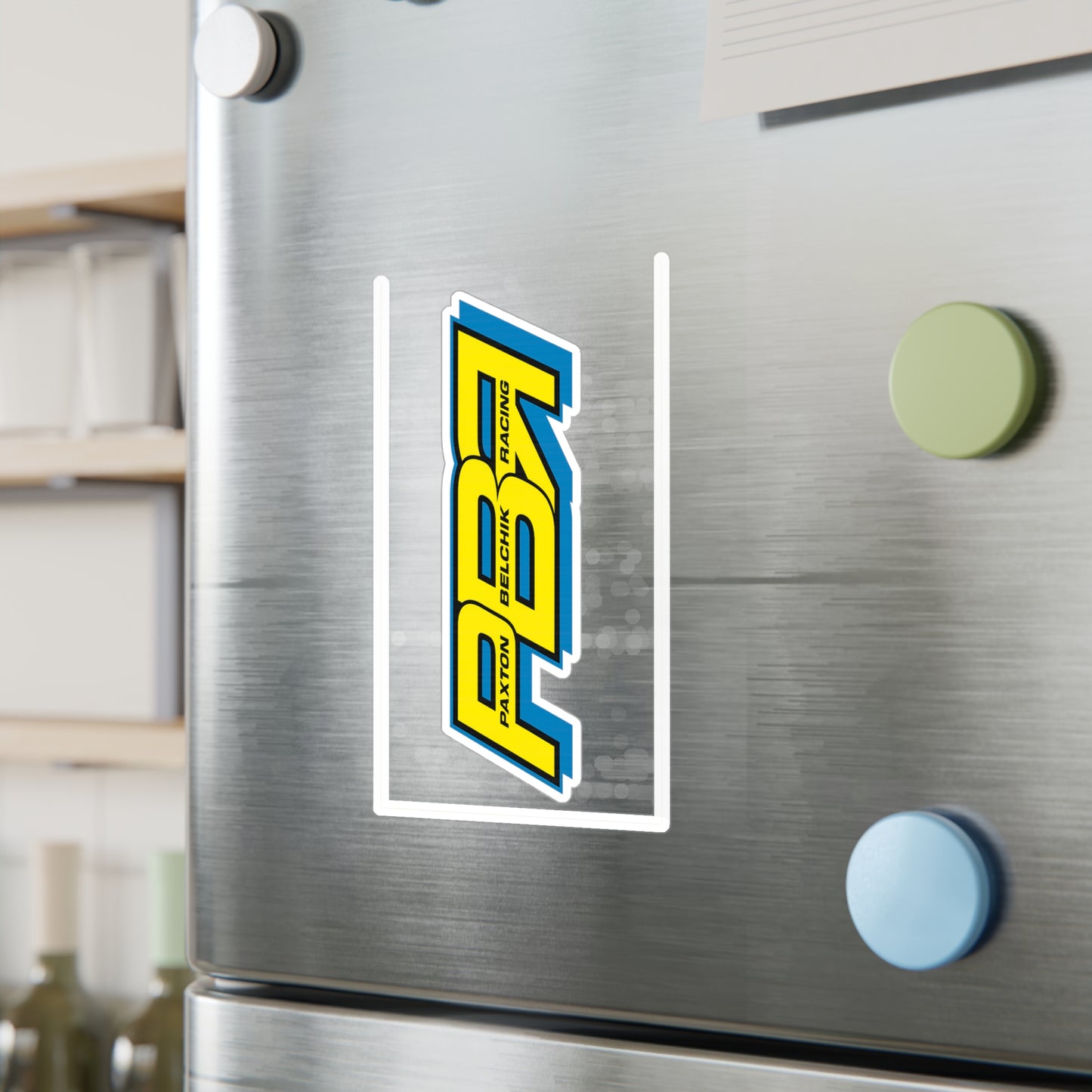 Decal - Paxton Bellick Racing (PBR) Yellow & Blue Kiss-Cut Vinyl Sticker