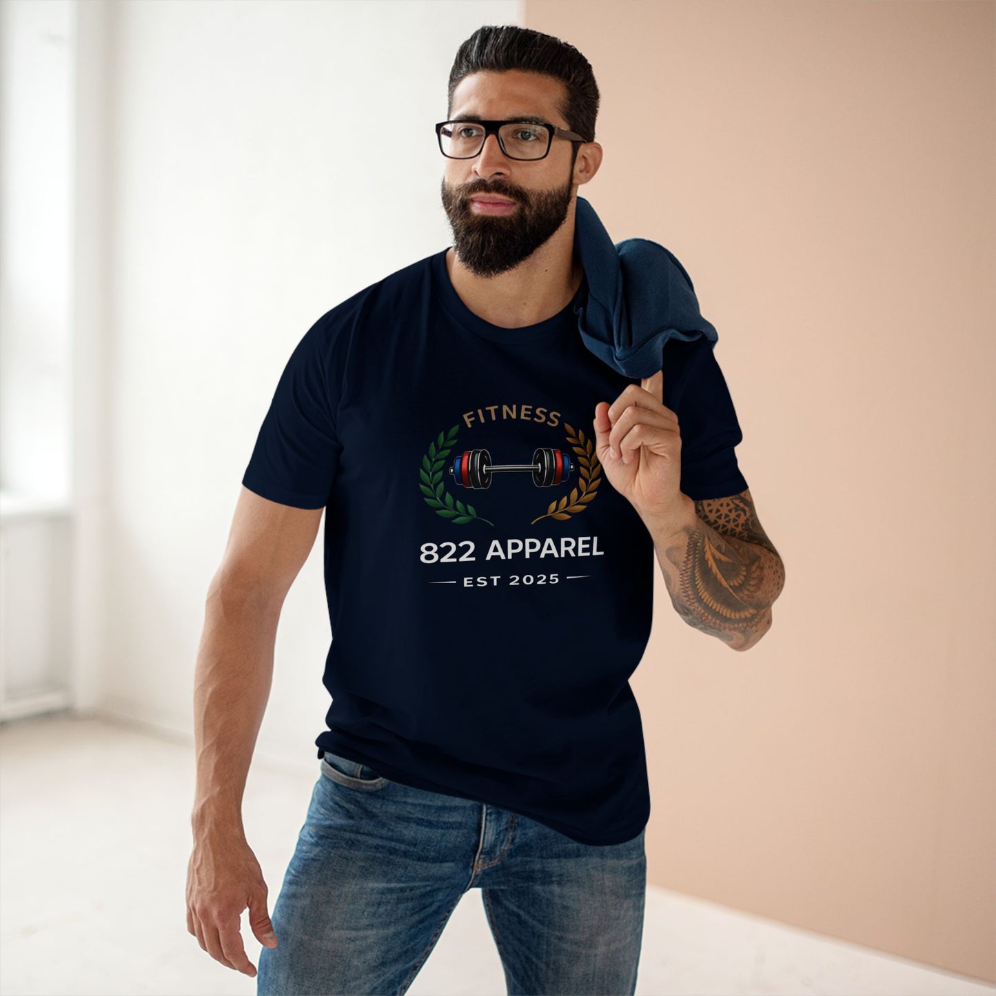 Fitness Barbell T-Shirt – 822 Apparel EST 2025 Casual Gym Tee