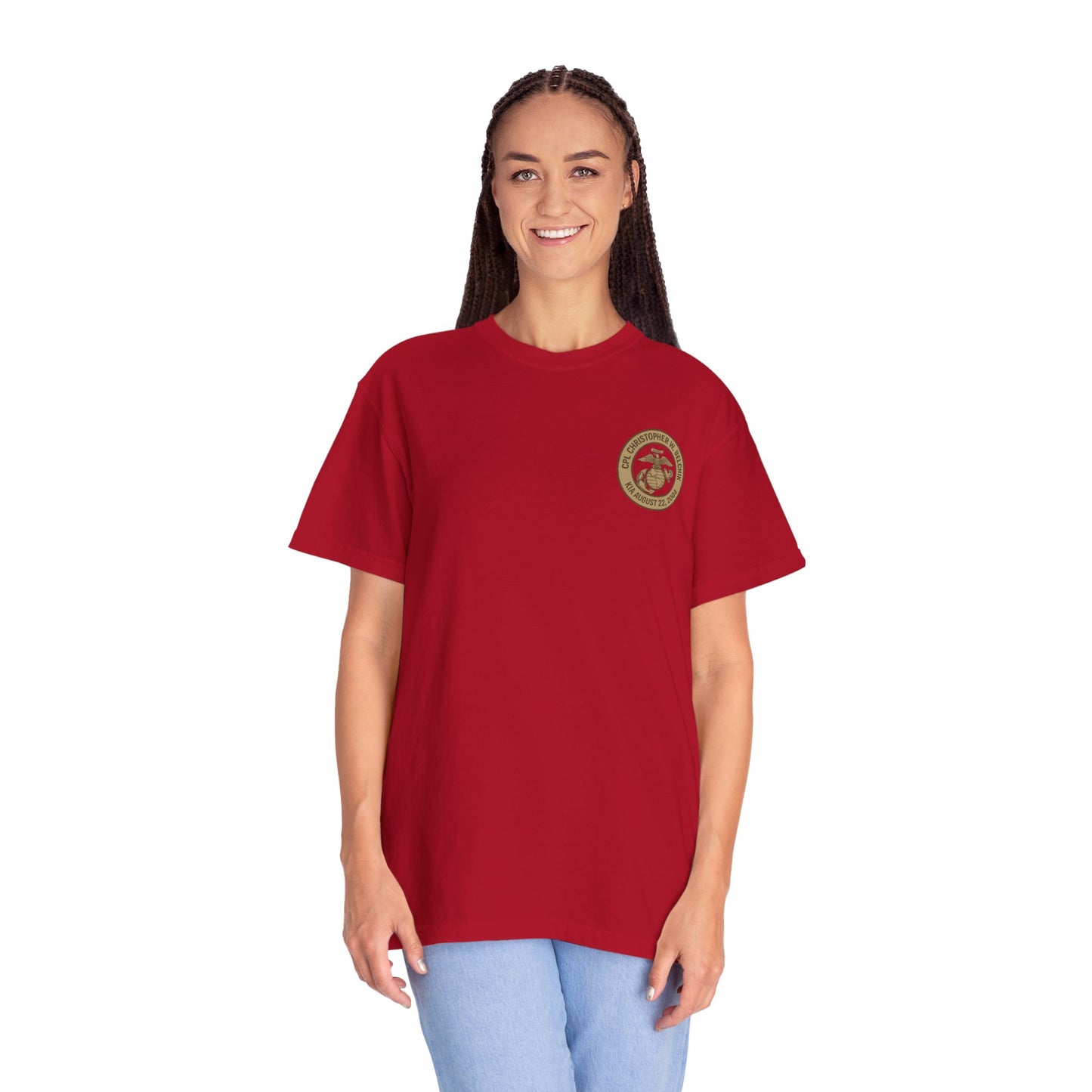 Cpl. Christopher W. Belchik Women's Memorial T-Shirt | Unisex Garment-Dyed Tee, Tribute Shirt, Veterans Gift, Casual Wear, Memorial Day Apparel