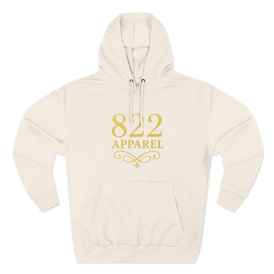 822 Apparel Cream Hoodie — Minimal Gold Logo Fleece Pullover