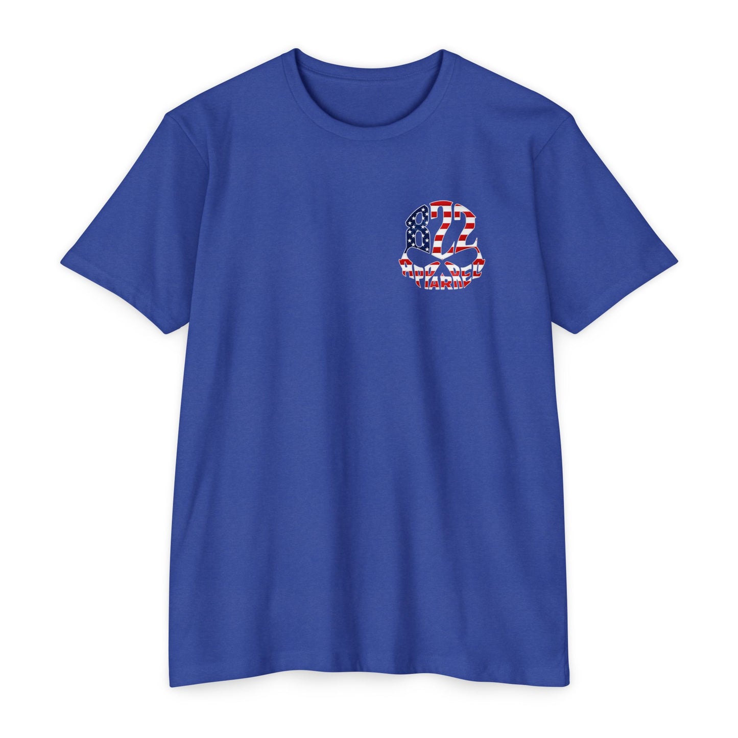 822 Patriotic Skull T-Shirt — American Flag Helmet Design