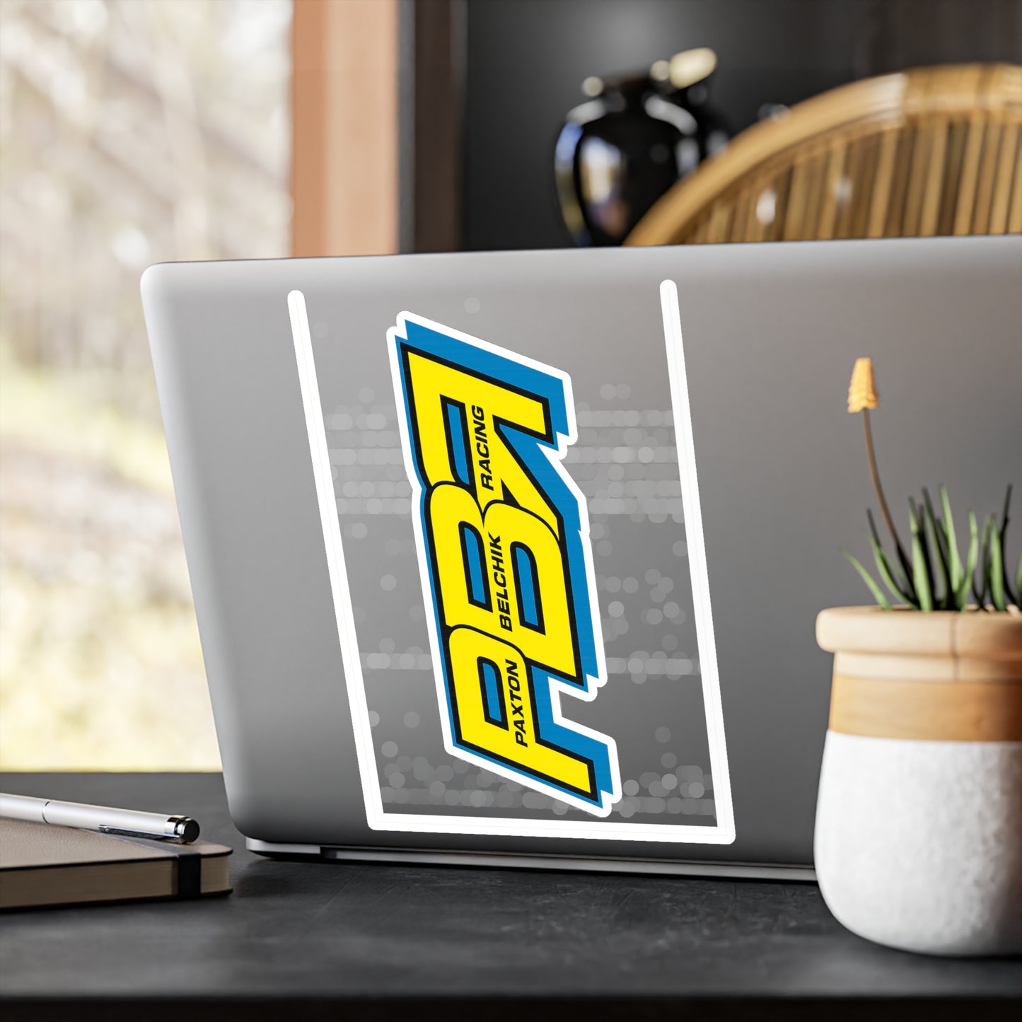 Decal - Paxton Bellick Racing (PBR) Yellow & Blue Kiss-Cut Vinyl Sticker