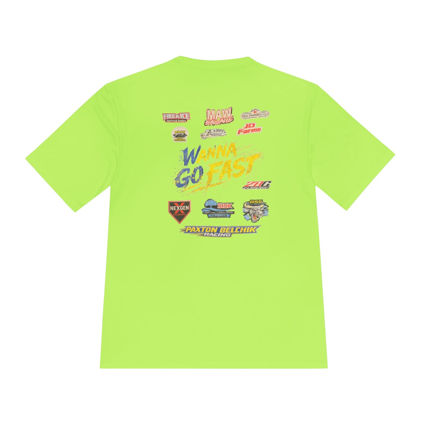 Wanna go Fast Racing Tee — Vintage Sponsor Patch Graphic