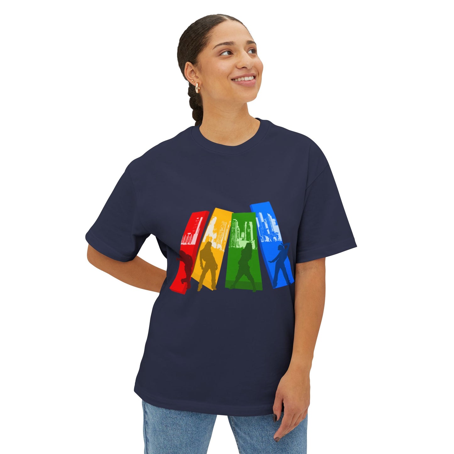 Colorful Silhouette Unisex Oversized Boxy Tee - Casual Streetwear for Everyday Style