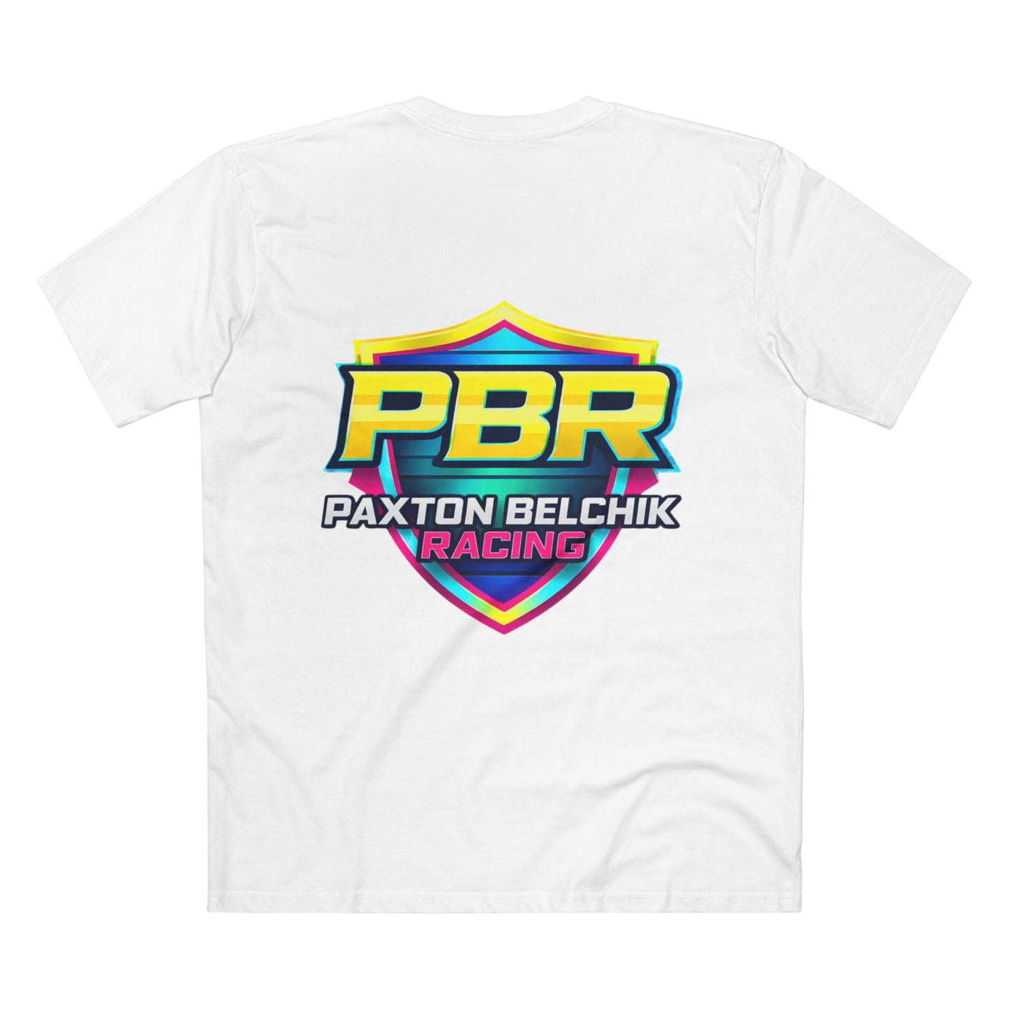 PBR Paxton Belchik Racing Tee — Neon Shield Racing Logo T‑Shirt