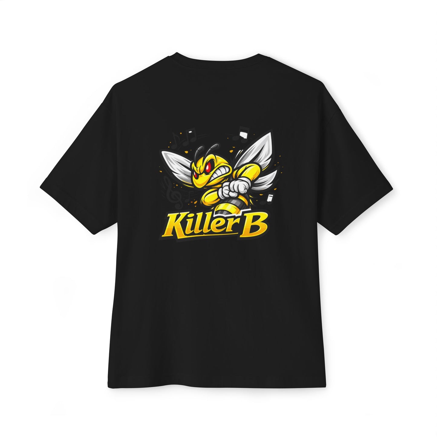 Killer Bee Graphic Tee — Bold Yellow Bee Logo & Back Mascot Design