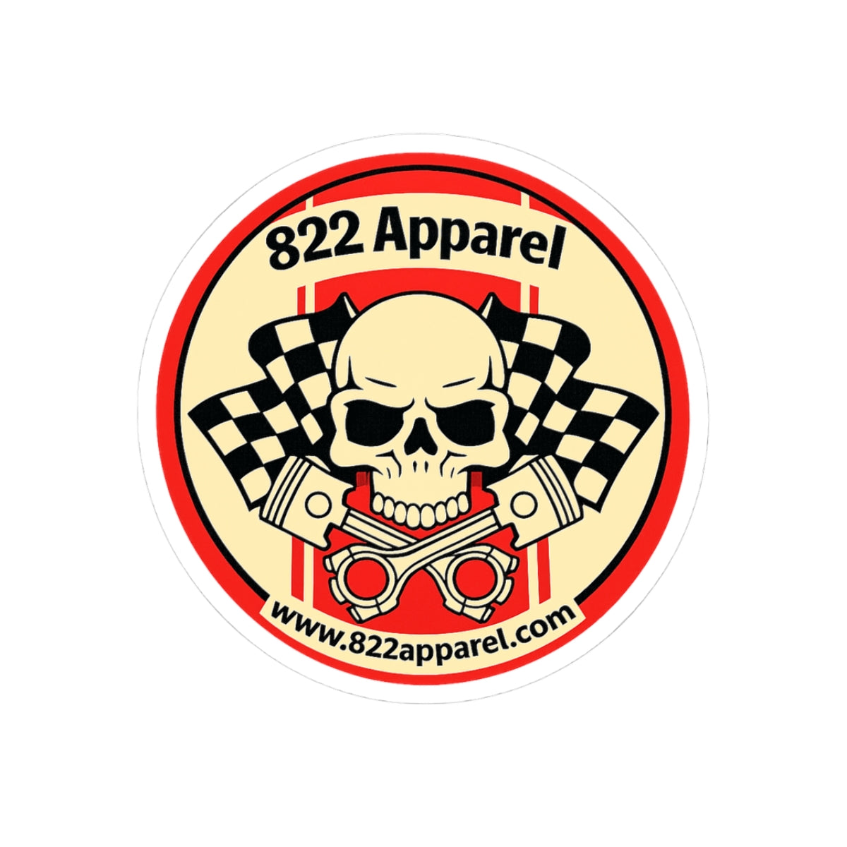 Skull Racing Logo Sticker — 822 Apparel Kiss-Cut Car & Laptop Decal