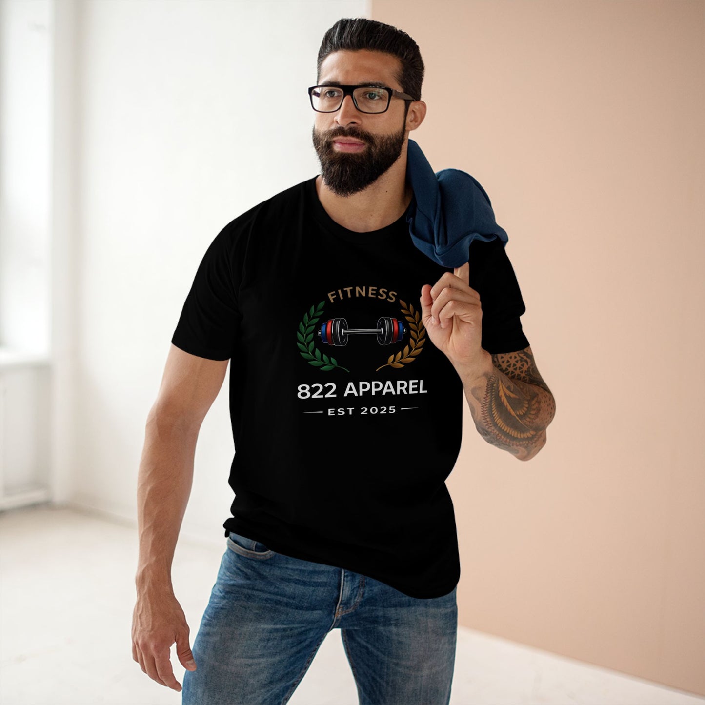 Fitness Barbell T-Shirt – 822 Apparel EST 2025 Casual Gym Tee