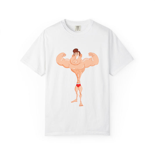 Fun Cartoon Muscle Man T-Shirt - Unisex Garment-Dyed Tee